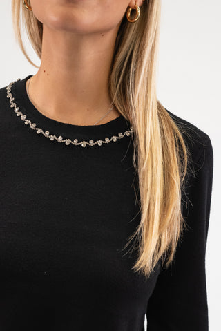 Maglia Collo Gioiello nero|Colore:Nero