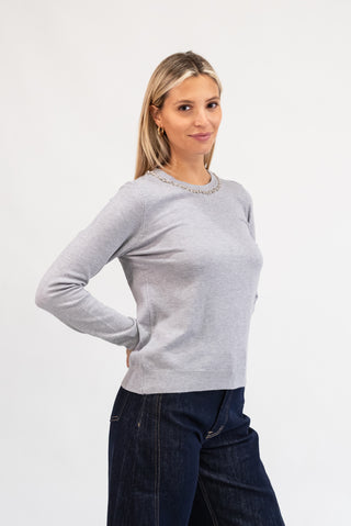 Maglia Collo Gioiello grigio|Colore:Grigio