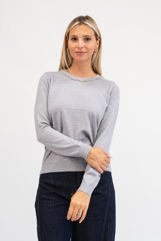 Maglia Collo Gioiello grigio|Colore:Grigio
