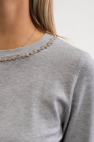 Maglia Collo Gioiello grigio|Colore:Grigio