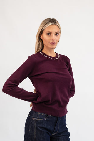 Maglia Collo Gioiello bordeux|Colore:Bordeux