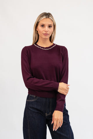 Maglia Collo Gioiello bordeux|Colore:Bordeux