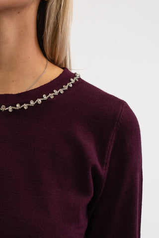Maglia Collo Gioiello bordeux|Colore:Bordeux