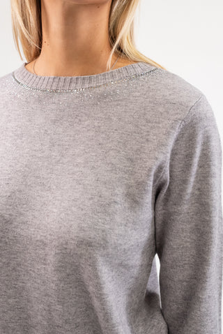Maglia Collo Strass grigio|Colore:Grigio