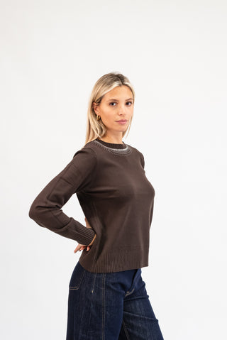 Maglia Collo Strass moro|Colore:Moro