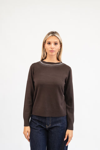 Maglia Collo Strass moro|Colore:Moro