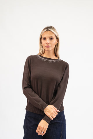 Maglia Collo Strass moro|Colore:Moro