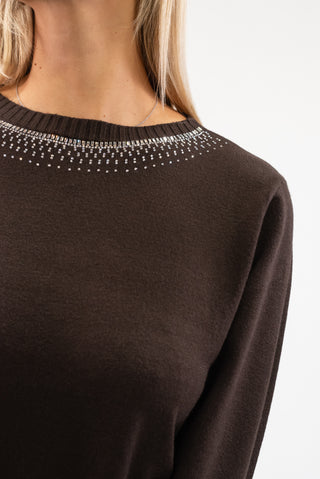 Maglia Collo Strass moro|Colore:Moro