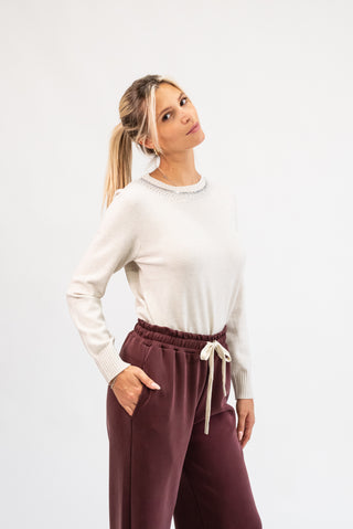 Maglia Collo Strass beige|Colore:Beige