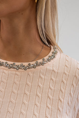 Maglia Trecce Collo Gioiello rosa|Colore:Rosa