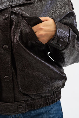 Bomber Ecopelle Bottoni moro|Colore:Moro