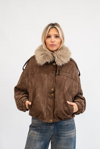 Giubbotto Scamosciato Pelliccia moro|Colore:Moro