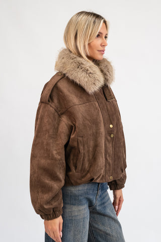 Giubbotto Scamosciato Pelliccia moro|Colore:Moro