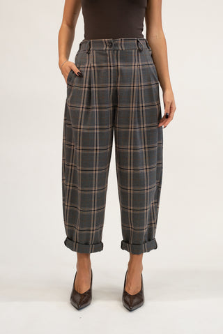 Pantalone Palazzo Quadri grigio|Colore:Grigio