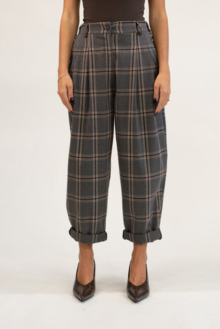 Pantalone Palazzo Quadri grigio|Colore:Grigio