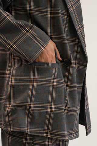 Giacca Over Quadri grigio|Colore:Grigio