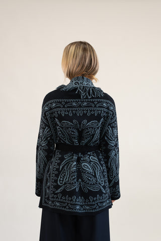 Cardigan Bandana Frange blu/celeste|Colore:Blu/celeste