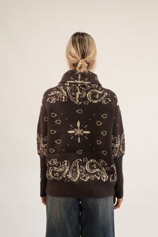 Cardigan Bandana Zip moro|Colore:Moro