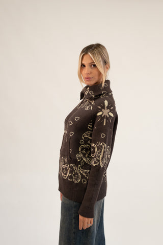 Cardigan Bandana Zip moro|Colore:Moro