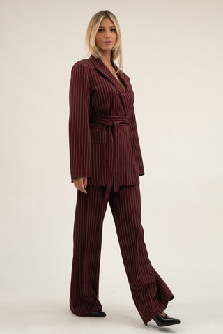 Pantalone Palazzo Gessato bordeaux|Colore:Bordeaux