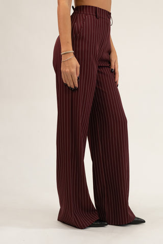 Pantalone Palazzo Gessato bordeaux|Colore:Bordeaux