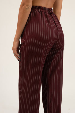 Pantalone Palazzo Gessato bordeaux|Colore:Bordeaux