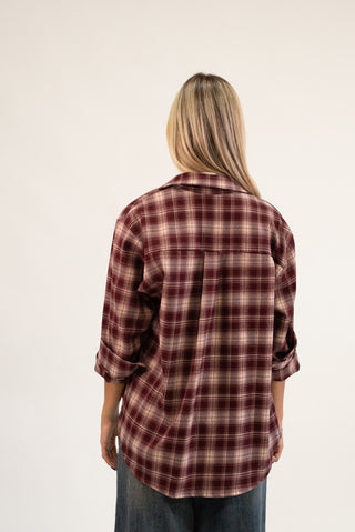 Camicia Quadri Over bordeaux/beige|Colore:Bordeaux/beige