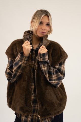 Gilet Pelliccia Double Face moro|Colore:Moro
