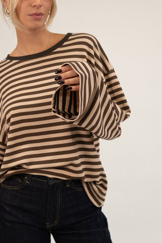 Maglia Riga Oversize beige/moro|Colore:Beige/moro