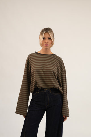 Maglia Riga Oversize moro/vmilitare|Colore:Moro/vmilitare