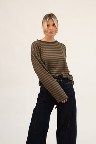 Maglia Riga Oversize moro/vmilitare|Colore:Moro/vmilitare