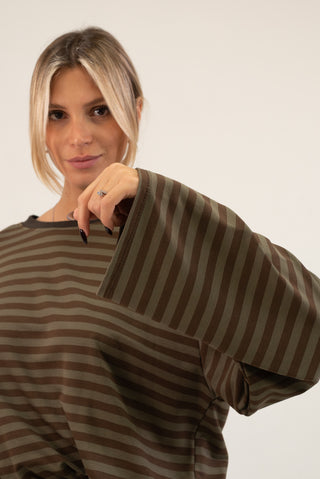 Maglia Riga Oversize moro/vmilitare|Colore:Moro/vmilitare