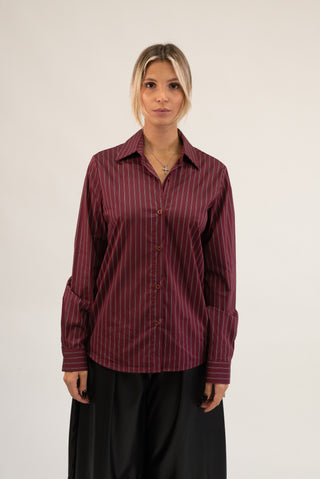 Camicia Over Riga bordeaux/nero|Colore:Bordeaux/nero