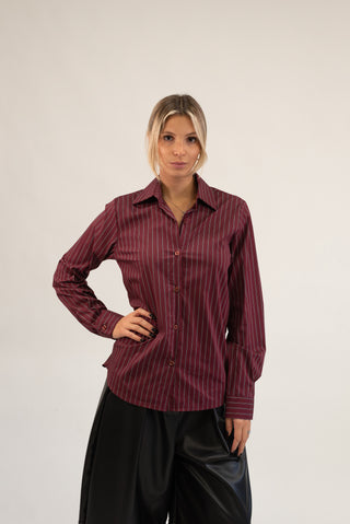 Camicia Over Riga bordeaux/nero|Colore:Bordeaux/nero