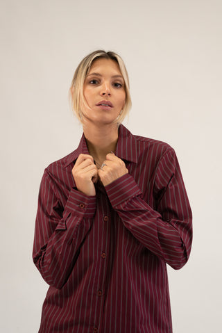 Camicia Over Riga bordeaux/nero|Colore:Bordeaux/nero