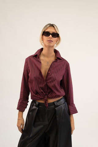 Camicia Over Riga bordeaux/nero|Colore:Bordeaux/nero