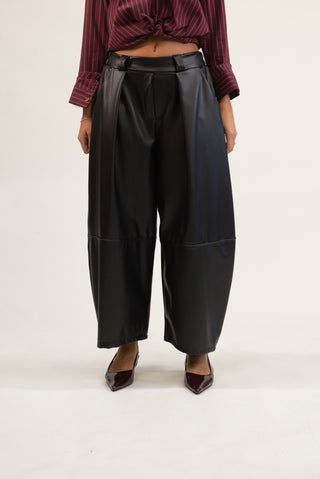 Pantalone Ecopelle Balloon nero|Colore:Nero