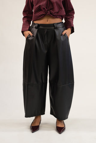 Pantalone Ecopelle Balloon nero|Colore:Nero