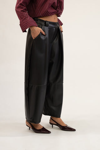 Pantalone Ecopelle Balloon nero|Colore:Nero