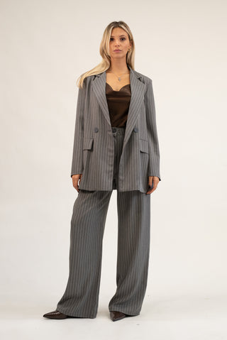 Pantalone Palazzo Gessato grigio|Colore:Grigio