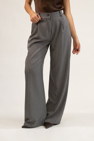 Pantalone Palazzo Gessato grigio|Colore:Grigio