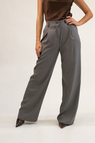 Pantalone Palazzo Gessato grigio|Colore:Grigio