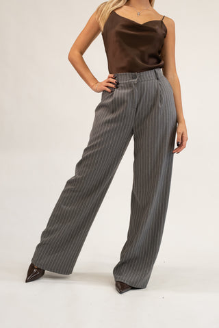 Pantalone Palazzo Gessato grigio|Colore:Grigio