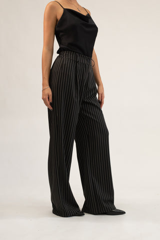 Pantalone Palazzo Gessato nero|Colore:Nero