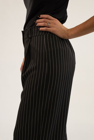 Pantalone Palazzo Gessato nero|Colore:Nero