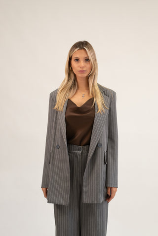 Giacca Gessata Doppiopetto grigio|Colore:Grigio