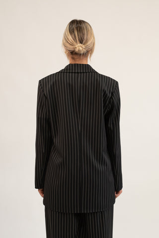 Giacca Gessata Doppiopetto nero|Colore:Nero
