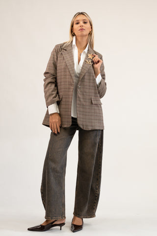 Blazer Quadri con Spille beige|Colore:Beige