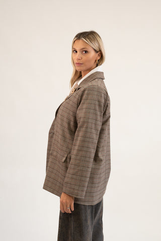 Blazer Quadri con Spille beige|Colore:Beige