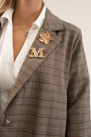 Blazer Quadri con Spille beige|Colore:Beige